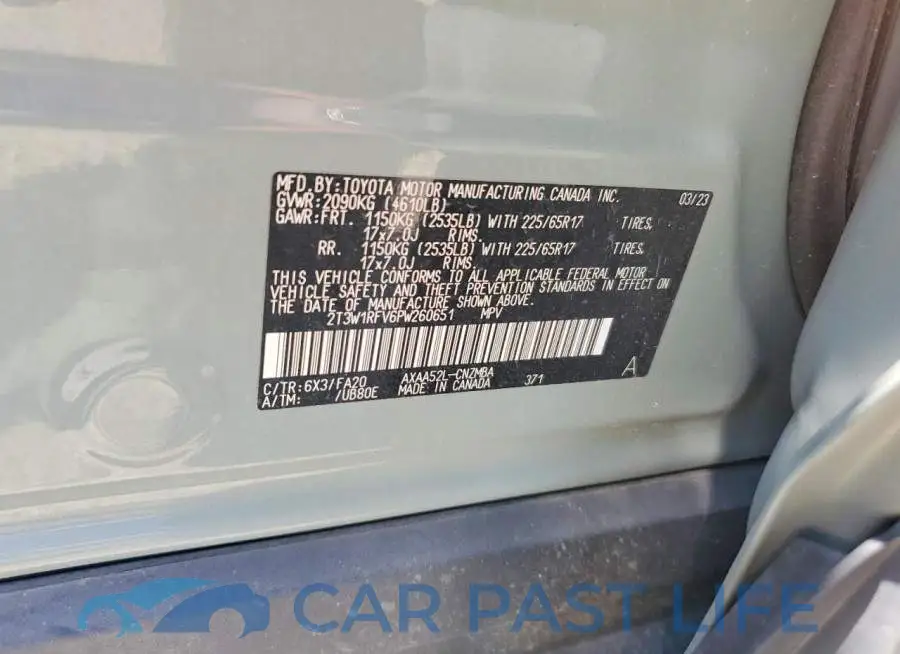 2T3W1RFV6PW260651# 13