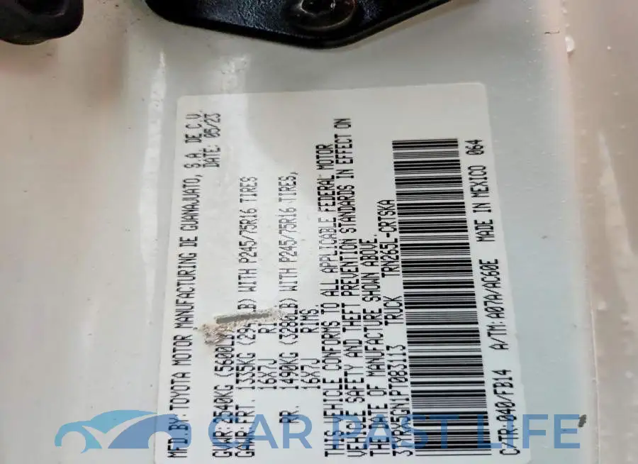 3TYRX5GN1PT083113# 12