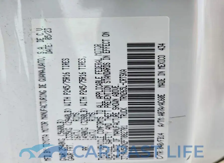 3TYRX5GN2PT082701# 12