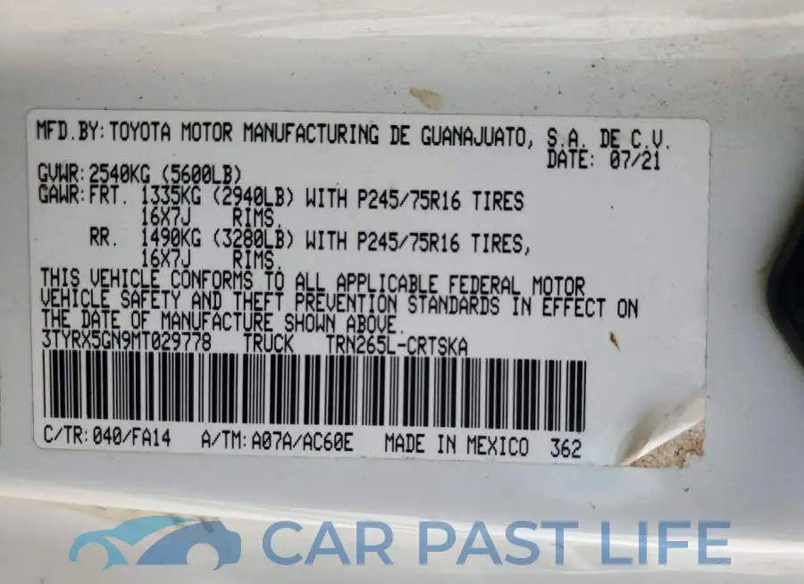 3TYRX5GN9MT029778# 12
