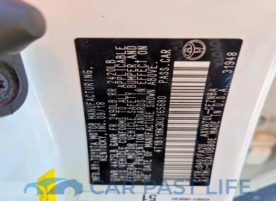 4T1B11HK3KU165680# 13