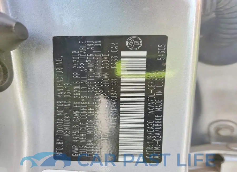 4T1B11HK4KU821384# 12