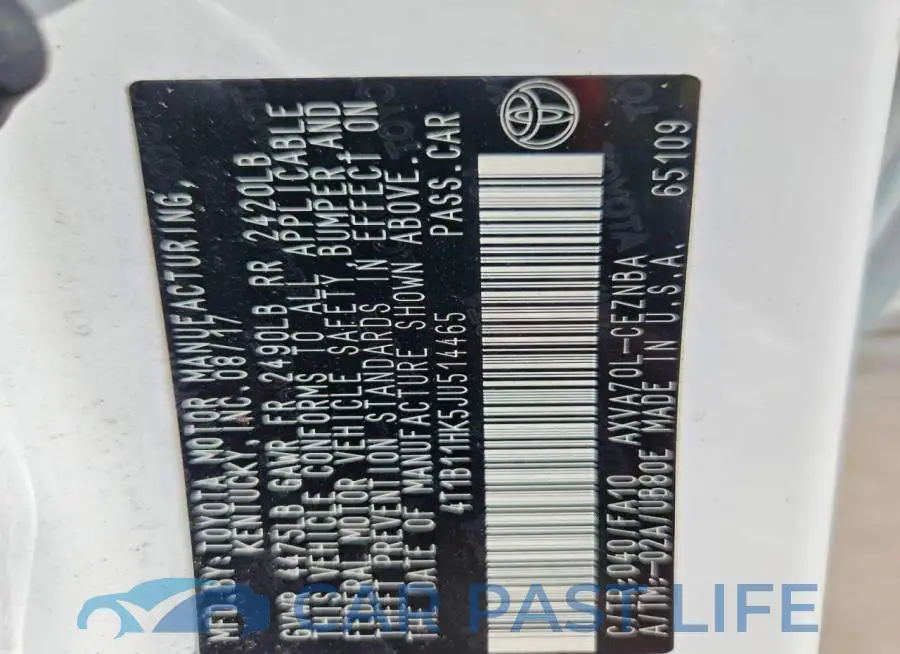 4T1B11HK5JU514465# 12