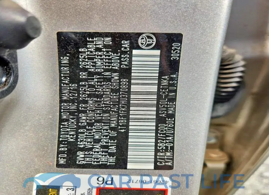 4T1BF1FK7HU370898# 12