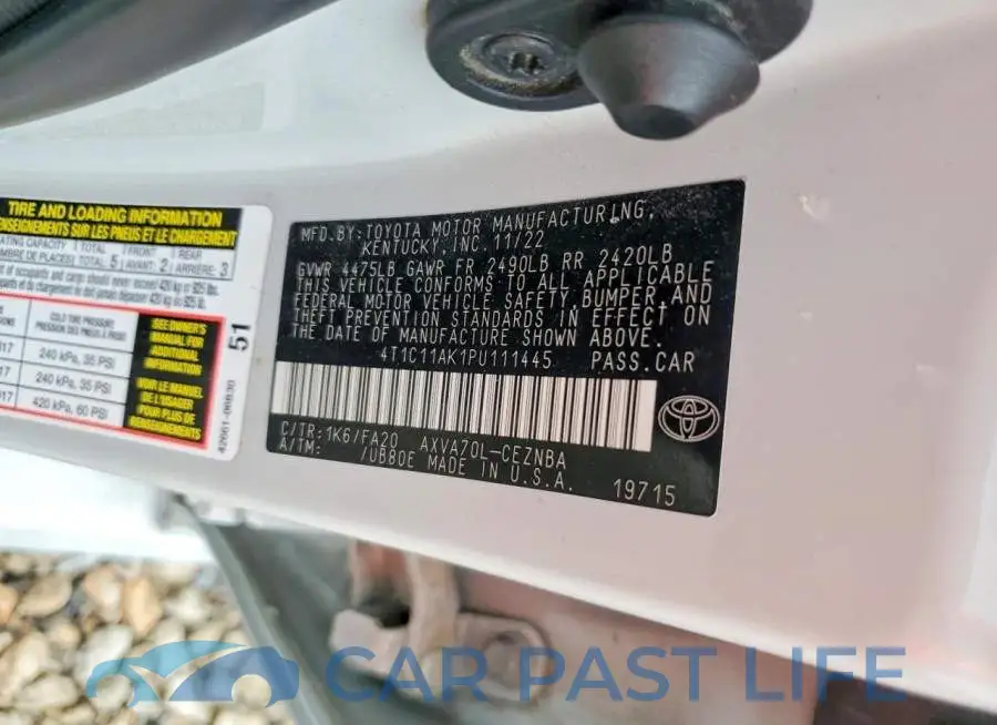 4T1C11AK1PU111445# 12
