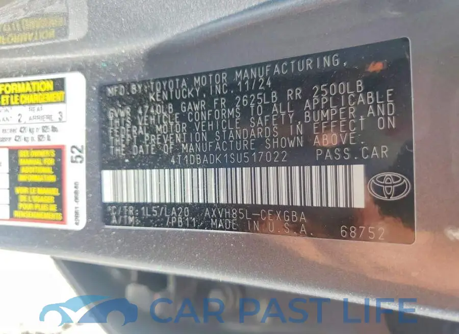 4T1DBADK1SU517022# 12