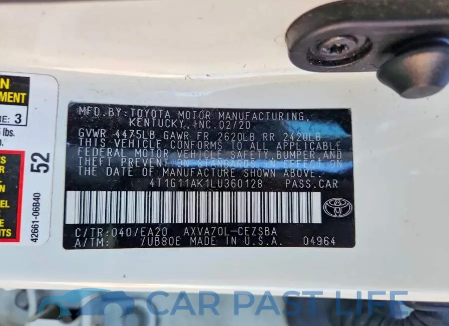 4T1G11AK1LU360128# 12