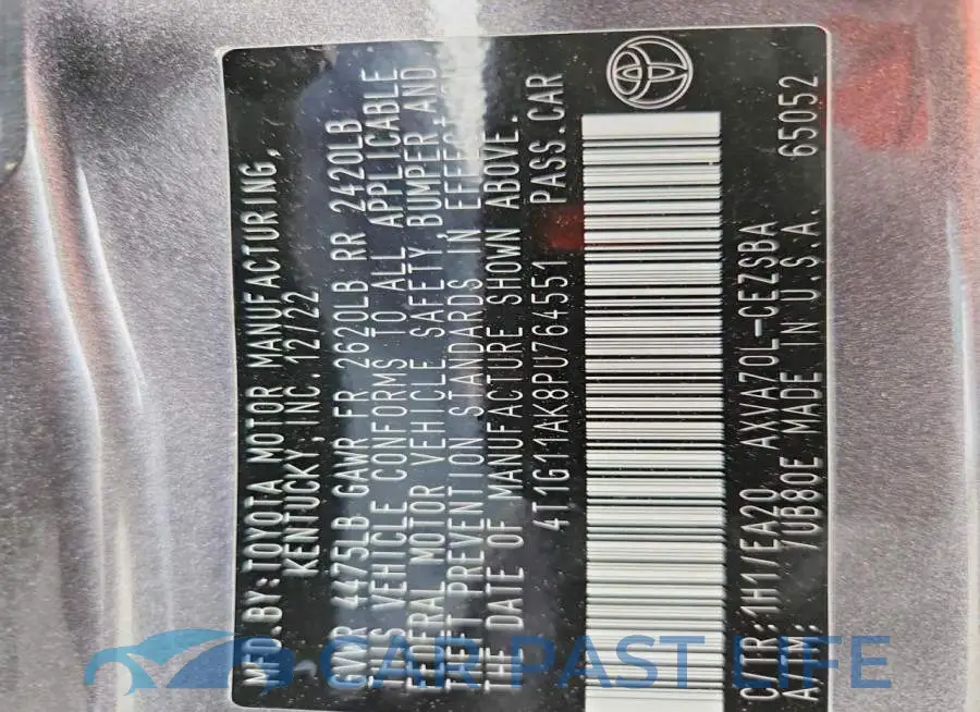 4T1G11AK8PU764551# 12