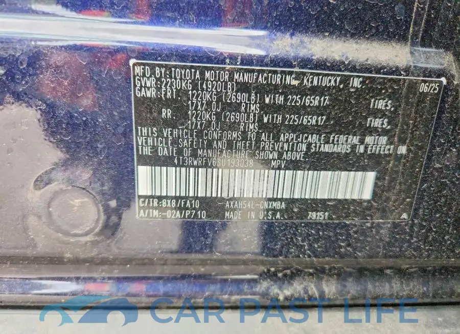 4T3RWRFV6SU193038# 13