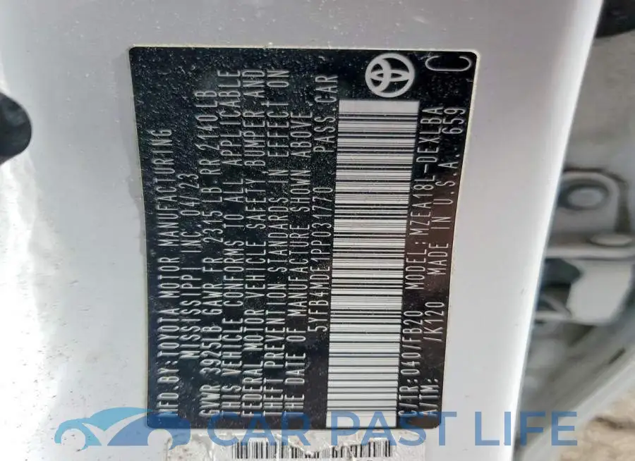 5YFB4MDE1PP031770# 12
