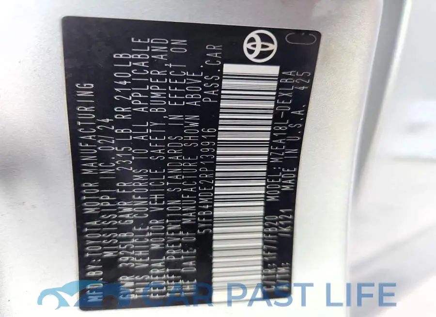 5YFB4MDE2RP139916# 13