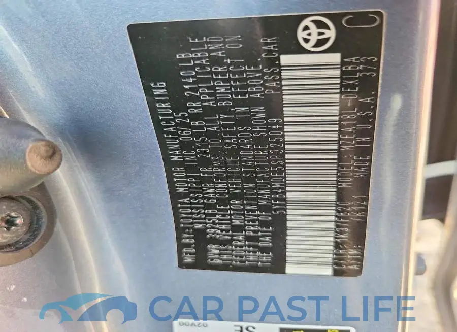 5YFB4MDE5SP325049# 12