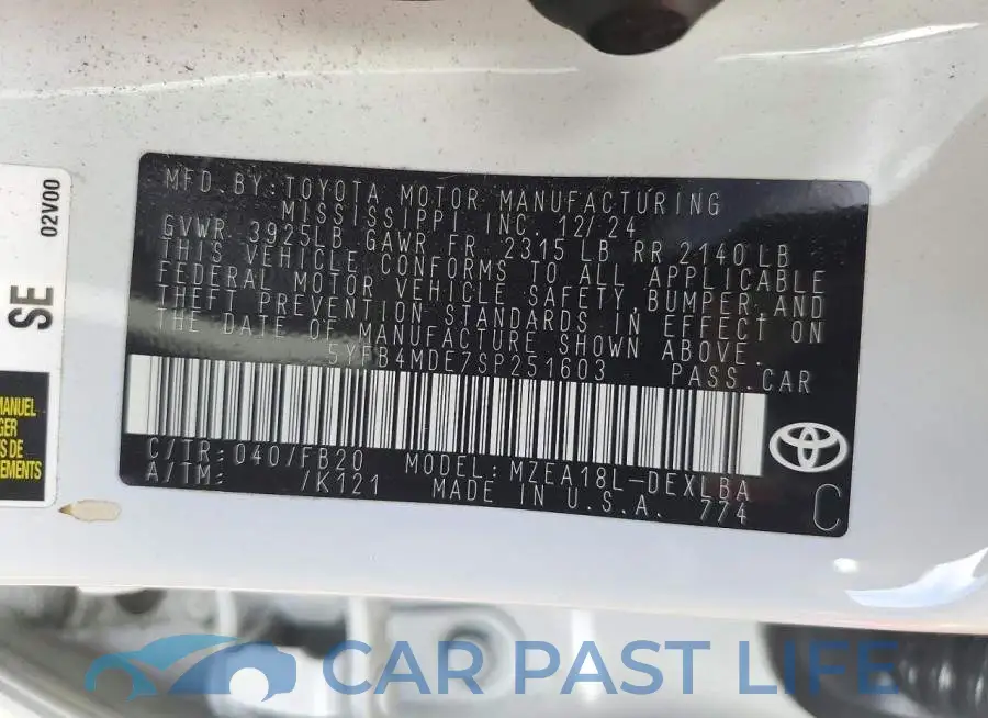 5YFB4MDE7SP251603# 12