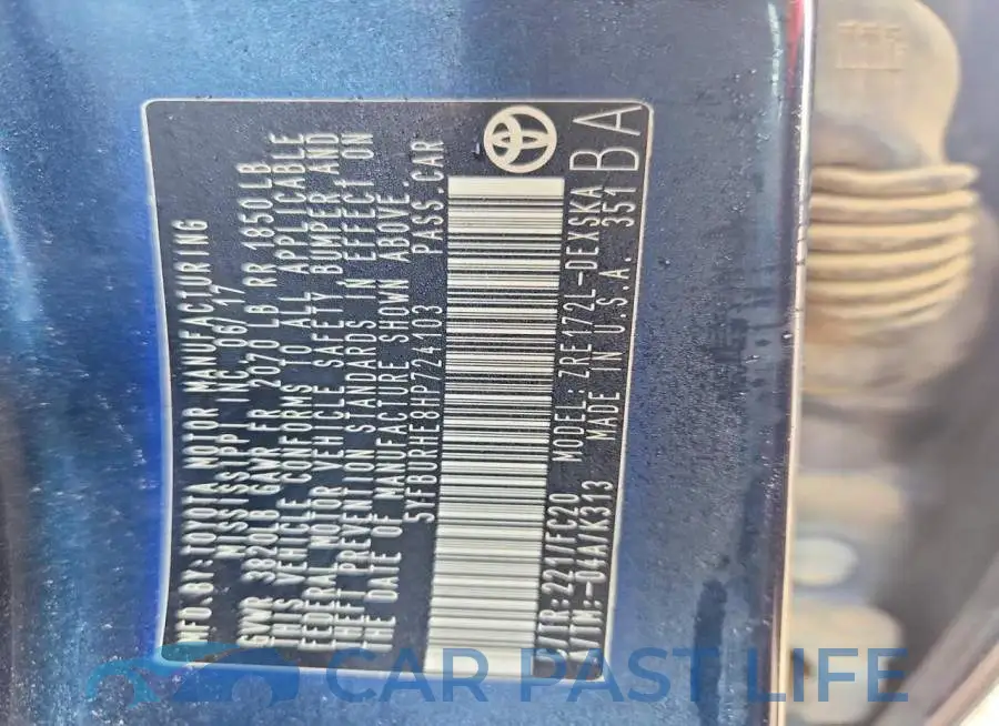5YFBURHE8HP724103# 12