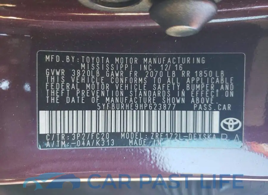 5YFBURHE9HP623877# 12