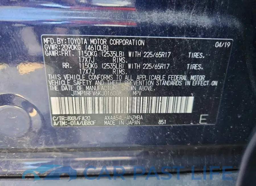 JTMP1RFV6KJ016008# 13