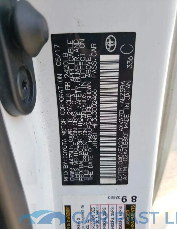 JTNB11HK3J3002466# 12