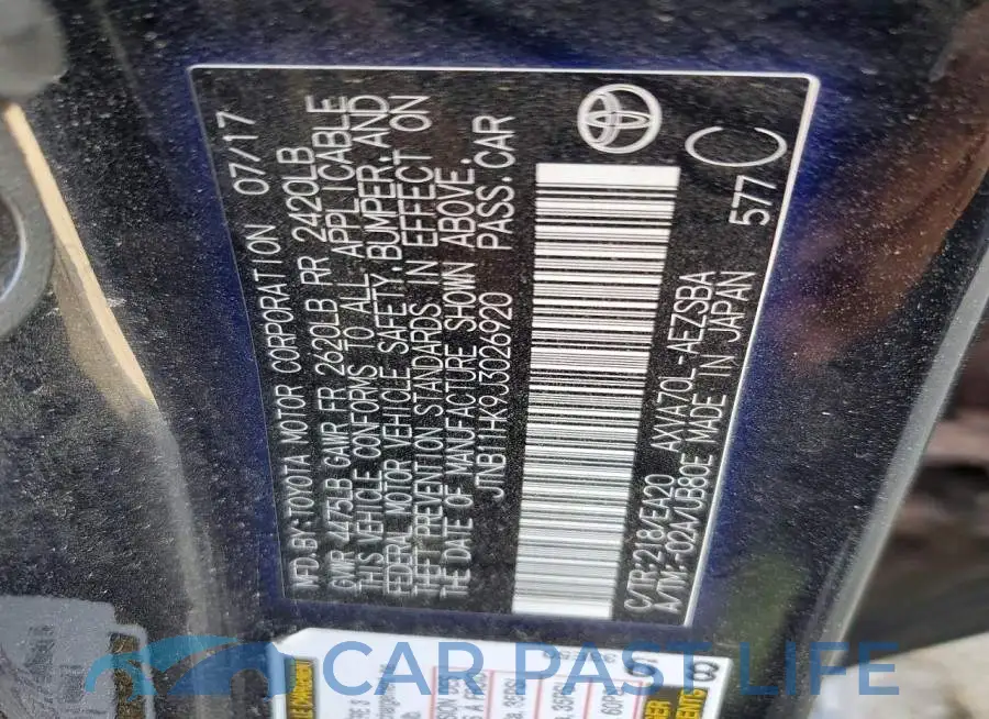 JTNB11HK9J3026920# 12