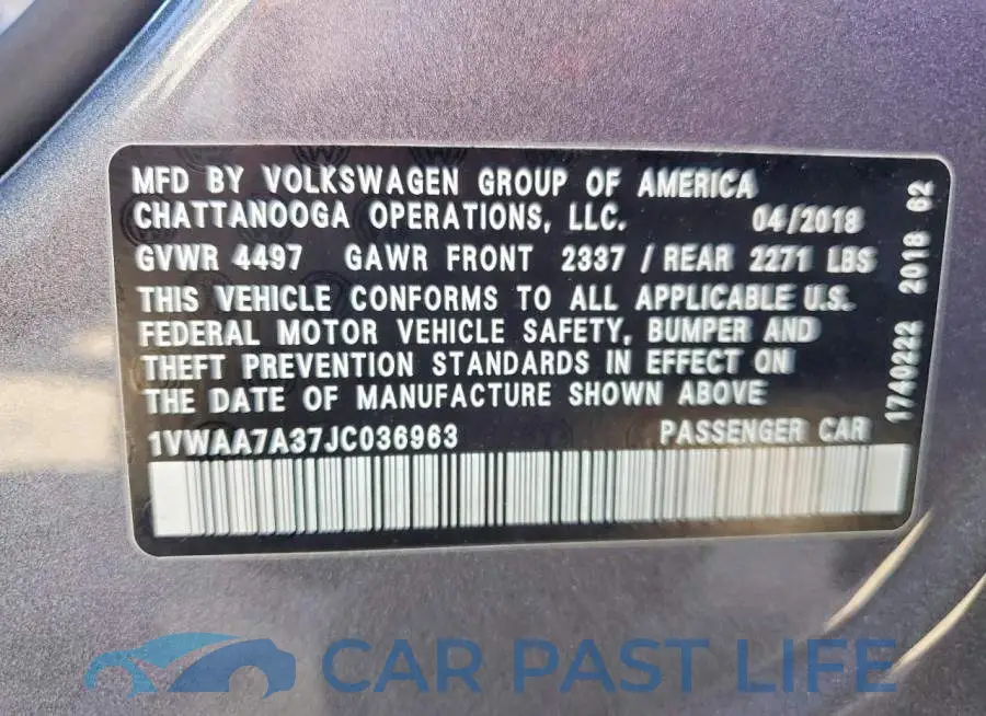 1VWAA7A37JC036963# 13