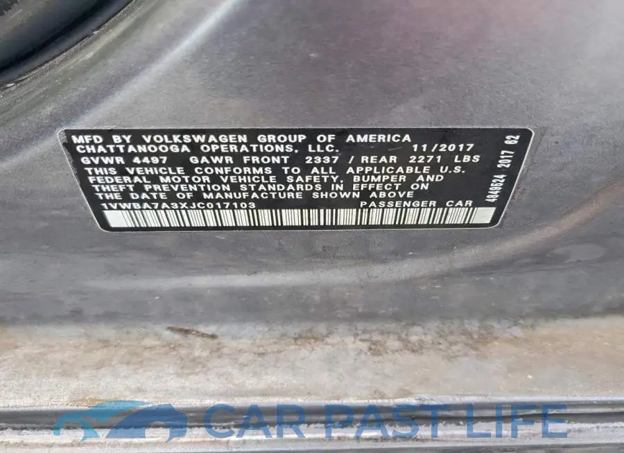 1VWBA7A3XJC017103# 13