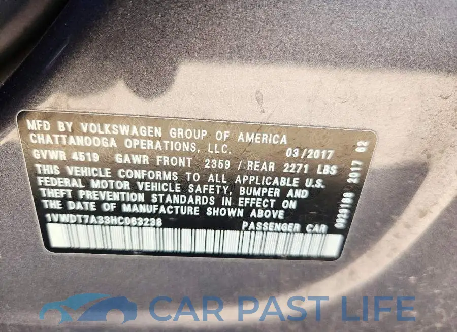 1VWDT7A33HC063238# 13