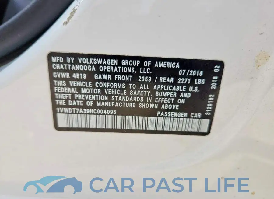 1VWDT7A39HC004095# 13