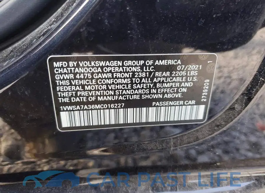 1VWSA7A36MC016227# 12