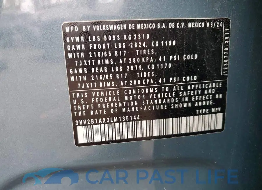 3VV2B7AX3LM135144# 13