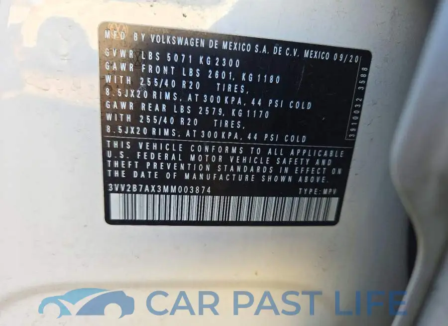 3VV2B7AX3MM003874# 13