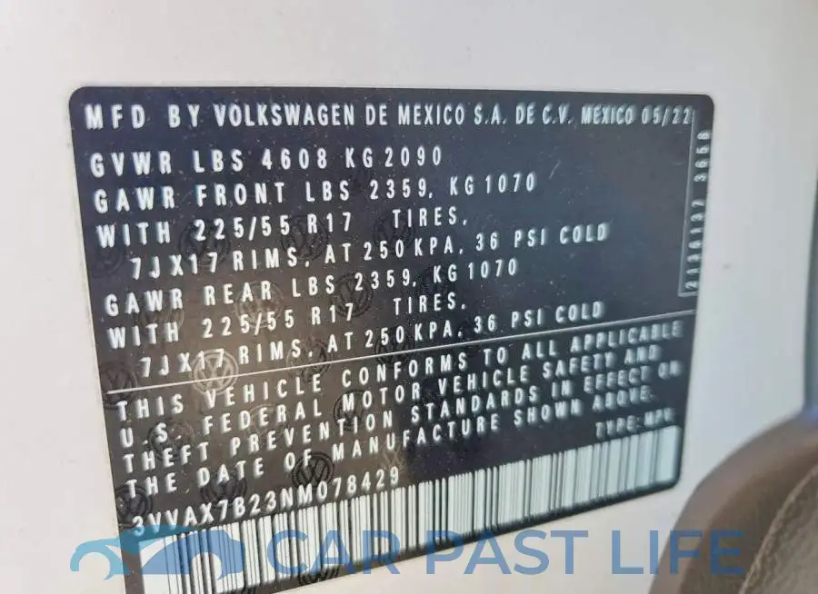 3VVAX7B23NM078429# 13