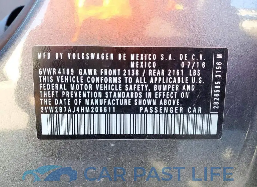 3VW2B7AJ4HM206611# 12