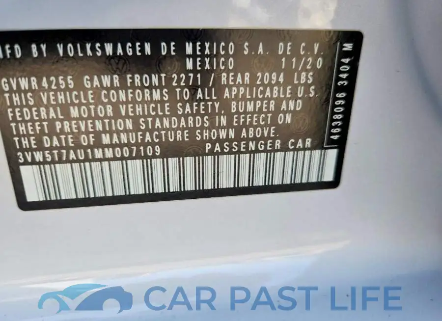 3VW5T7AU1MM007109# 12