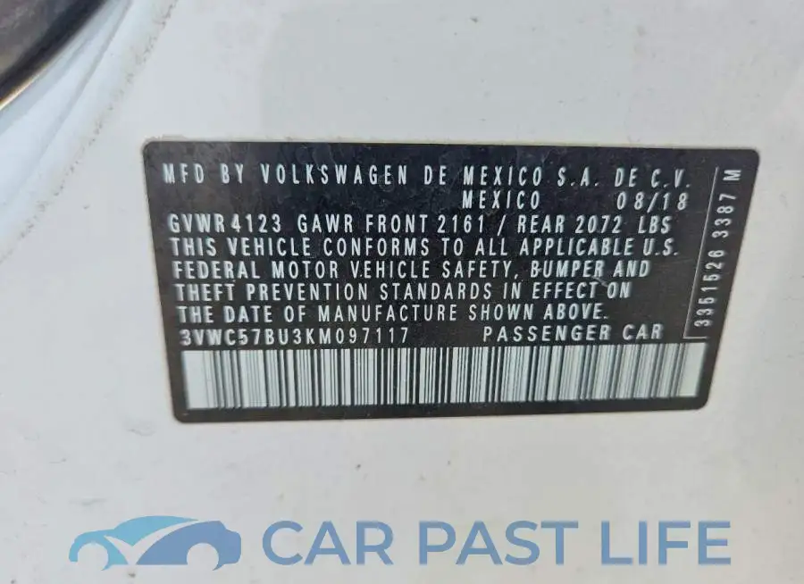 3VWC57BU3KM097117# 12