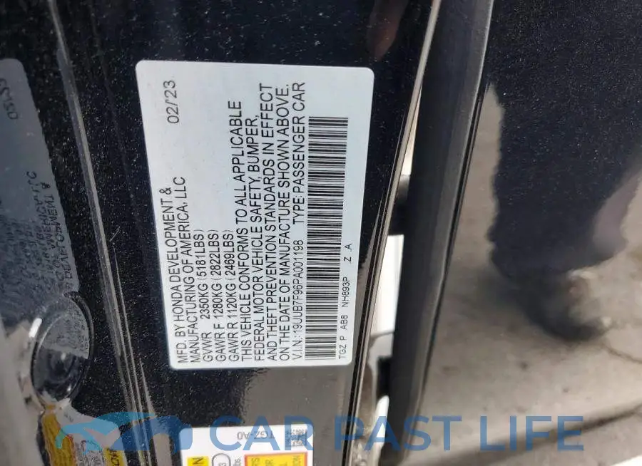 19UUB7F96PA001198# 12