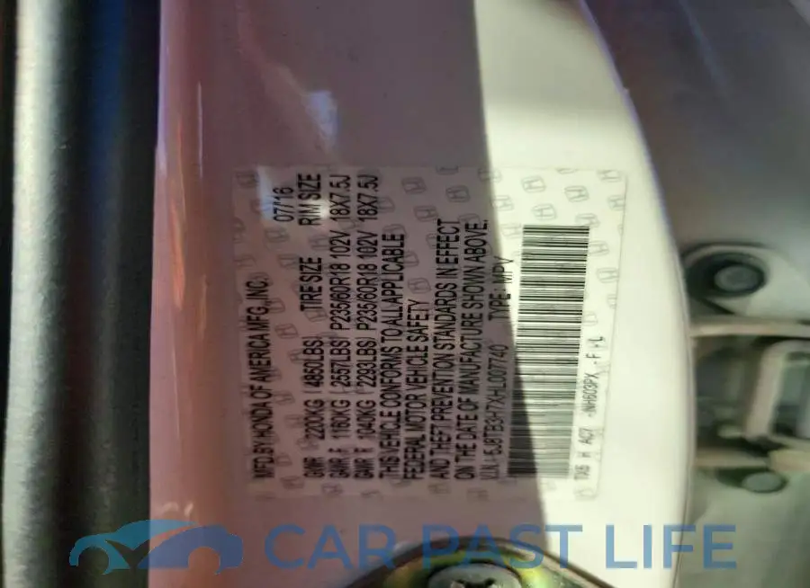 5J8TB3H7XHL007740# 12