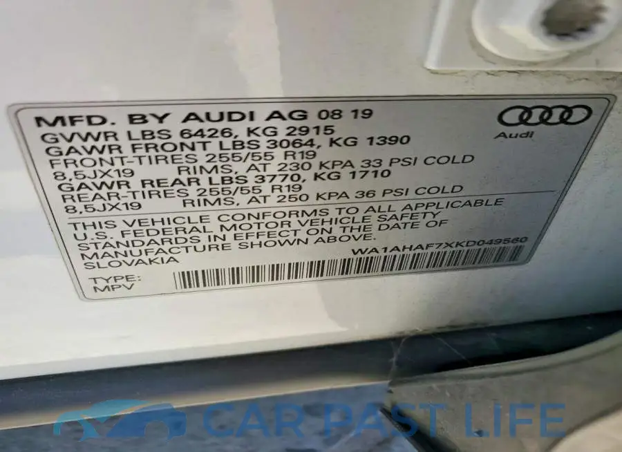 WA1AHAF7XKD049560# 14