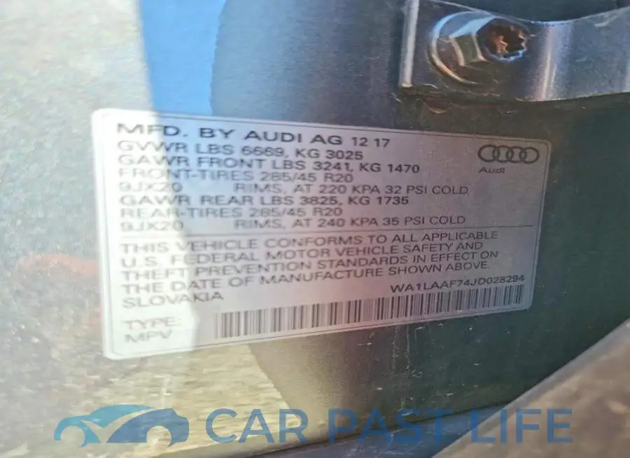 WA1LAAF74JD028294# 13