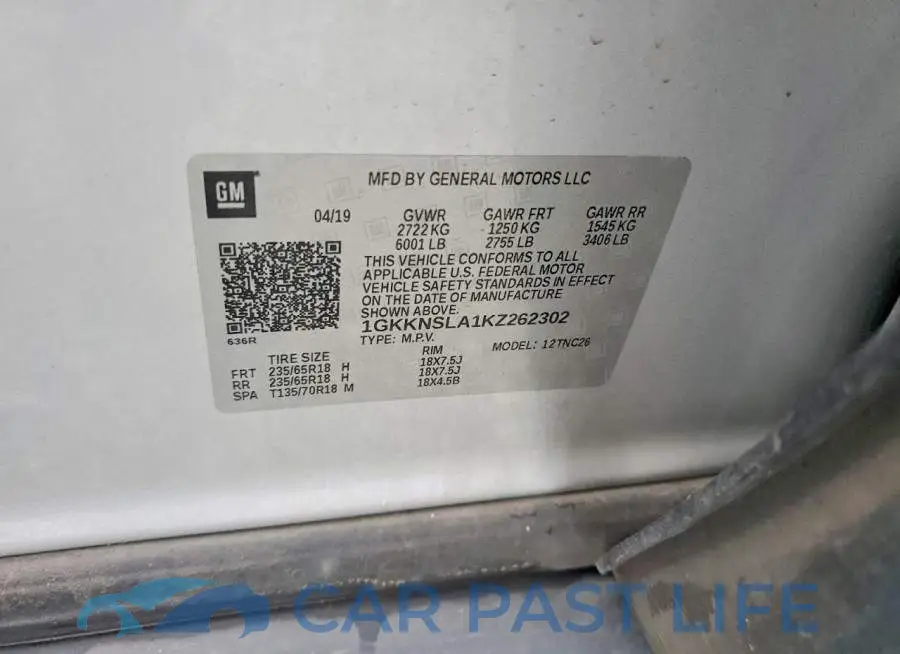 1GKKNSLA1KZ262302# 13