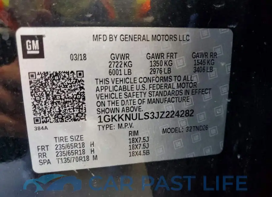 1GKKNULS3JZ224282# 13