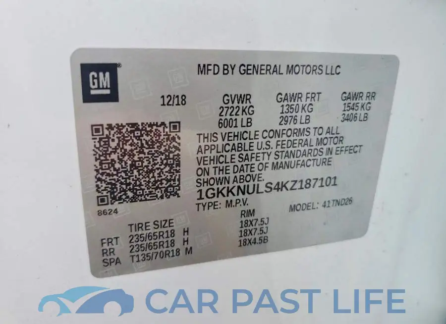 1GKKNULS4KZ187101# 14