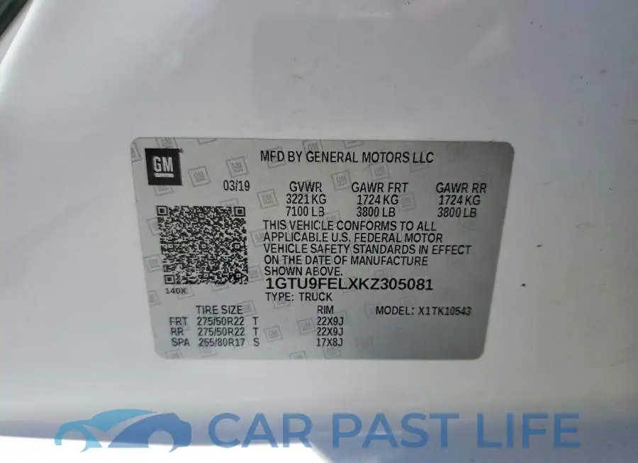 1GTU9FELXKZ305081# 12