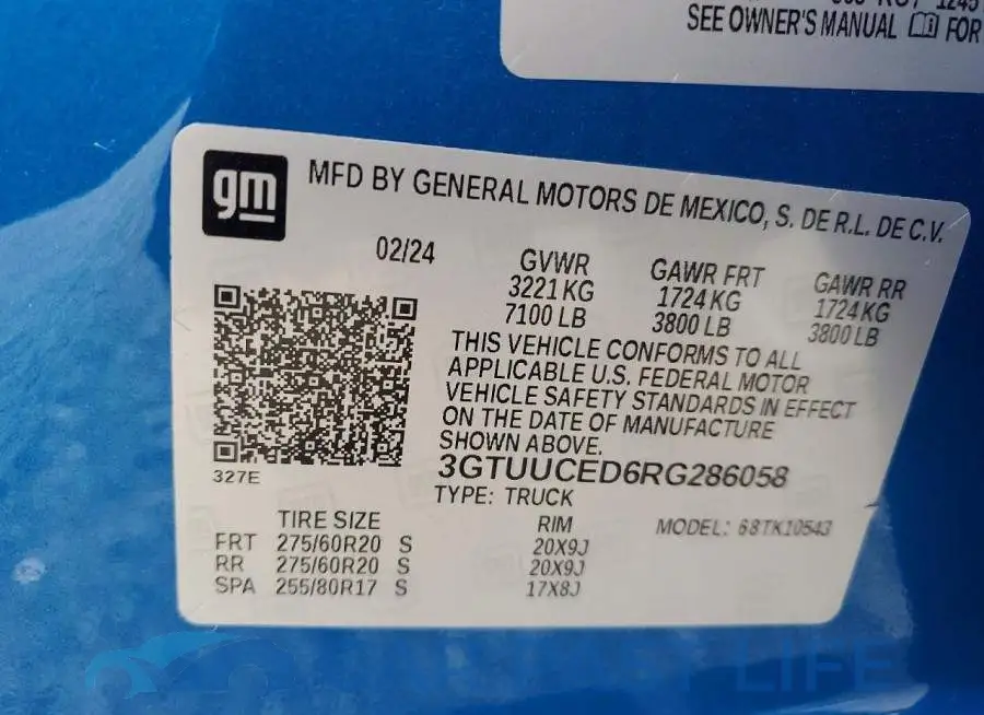 3GTUUCED6RG286058# 12