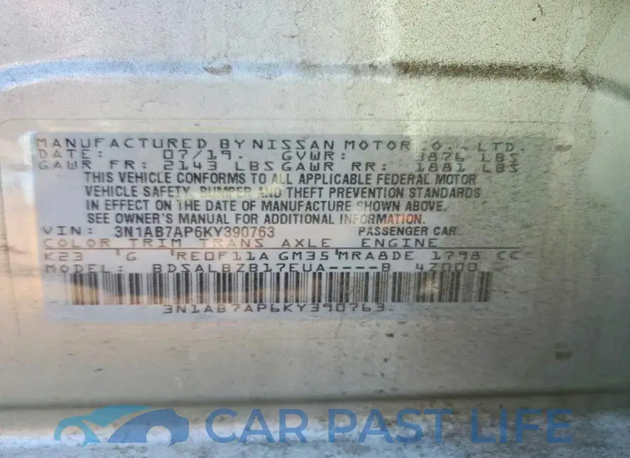 3N1AB7AP6KY390763# 12