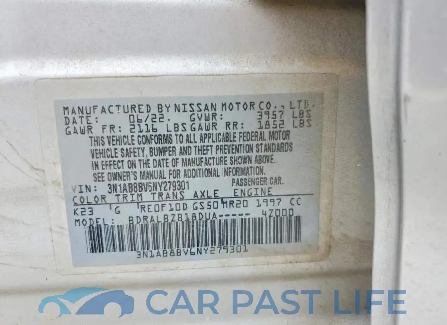 3N1AB8BV6NY279301# 12