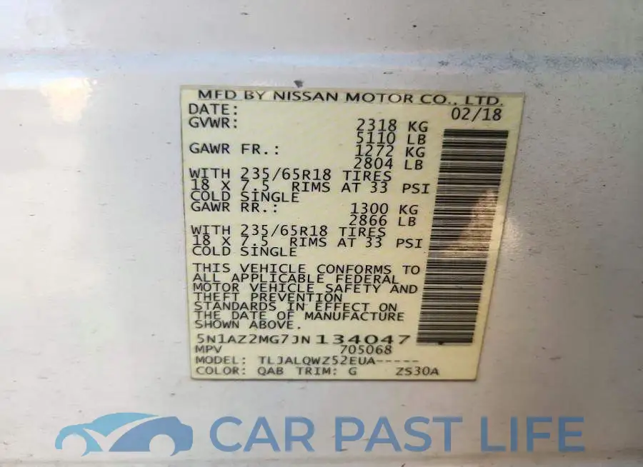5N1AZ2MG7JN134047# 13