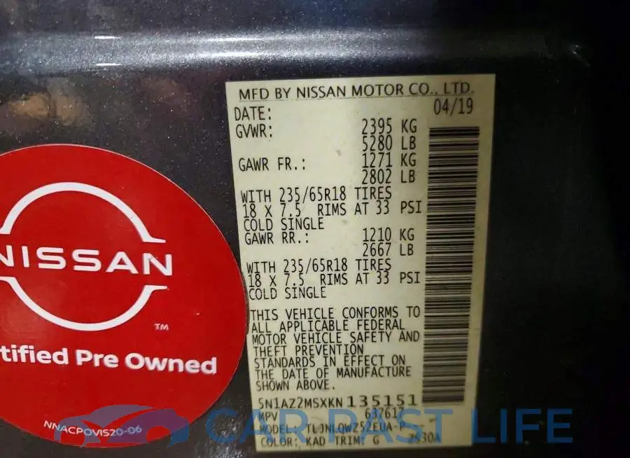 5N1AZ2MSXKN135151# 14