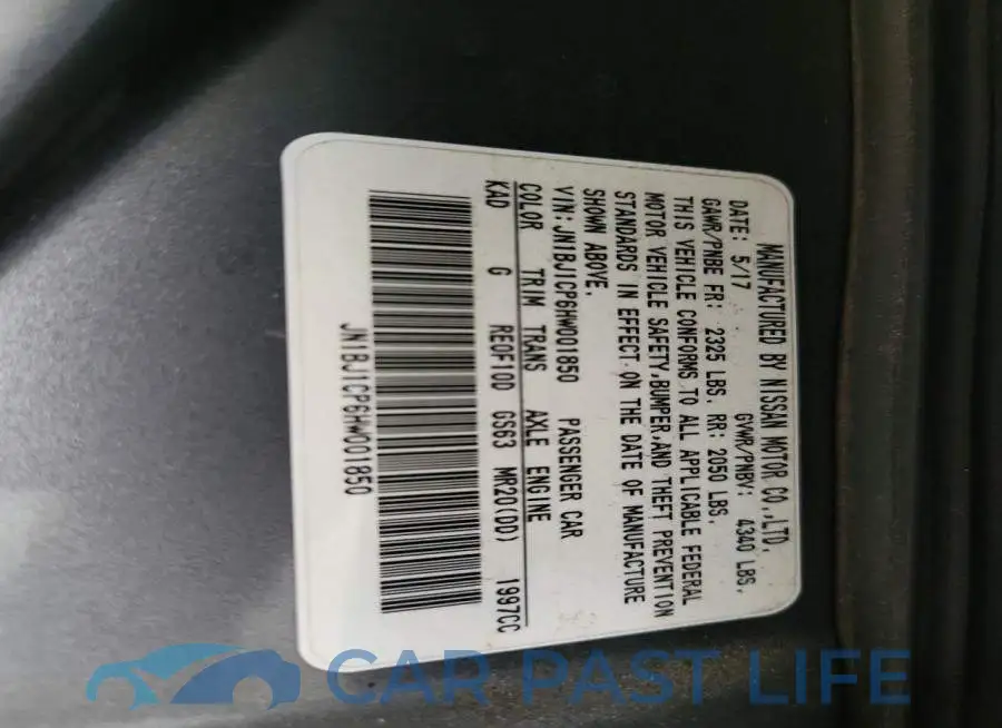 JN1BJ1CP6HW001850# 12