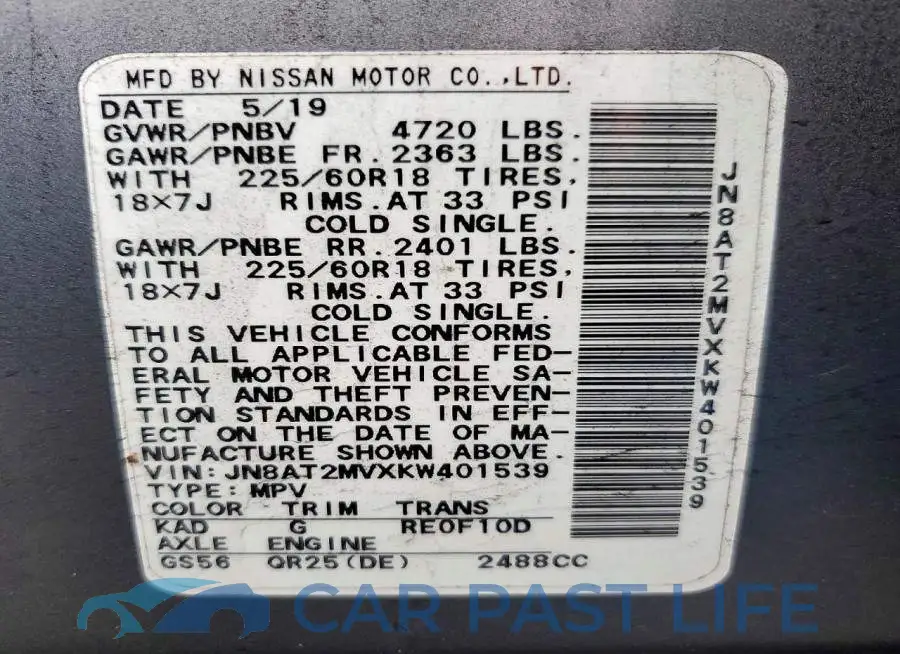 JN8AT2MVXKW401539# 13