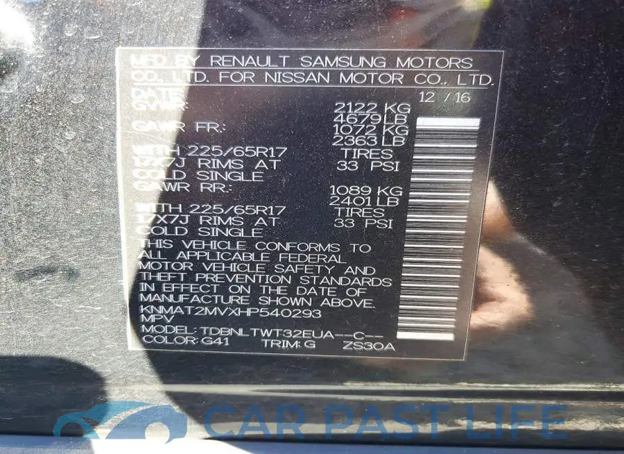 KNMAT2MVXHP540293# 13