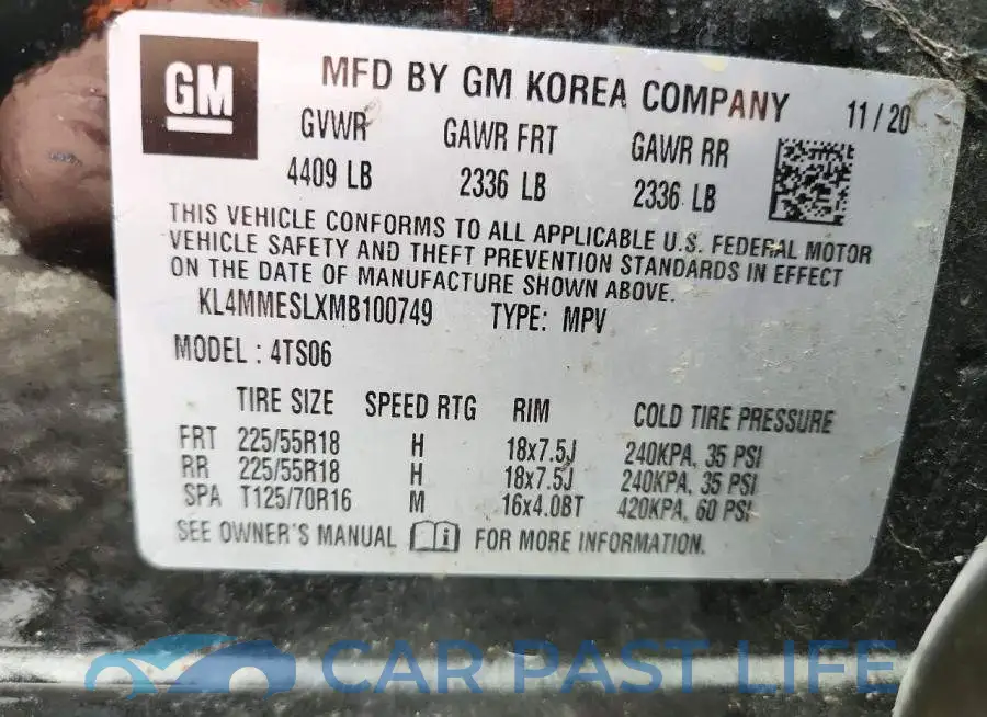 KL4MMESLXMB100749# 13